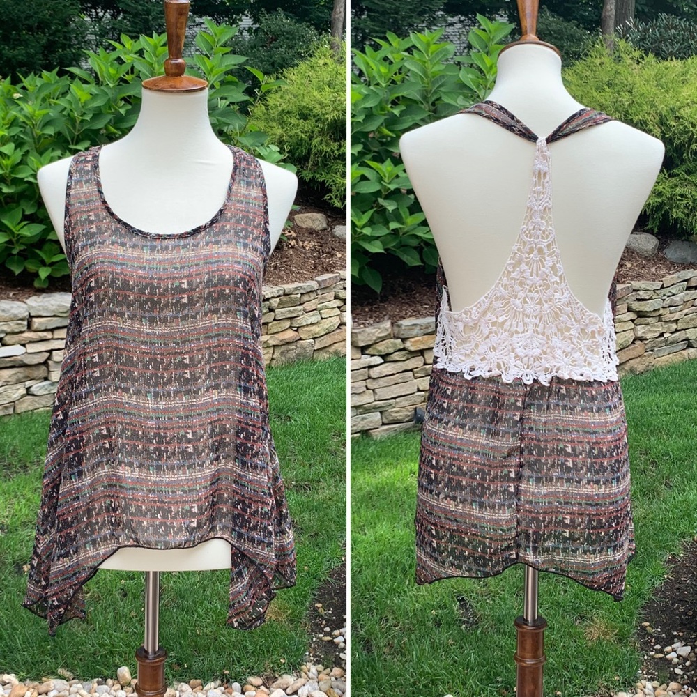 🎁Openwork Back Lace Detailing, Racerback Tank Top - Picture 3 of 8